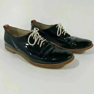AGL Black Patent Leather Oxford Loafers Dress Shoes Italy Women 37 1/2 or 7